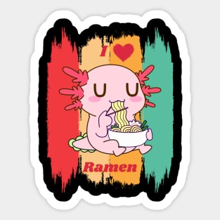 Axolotl Eating Ramen Sticker